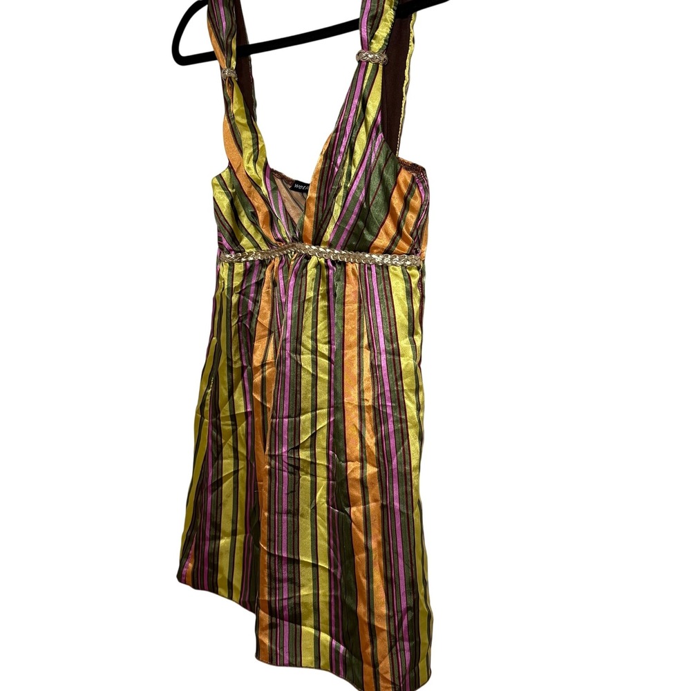 Wet Seal Multicolor Striped Empire Waist Tank Top L Boho Retro Y2K Style 90s